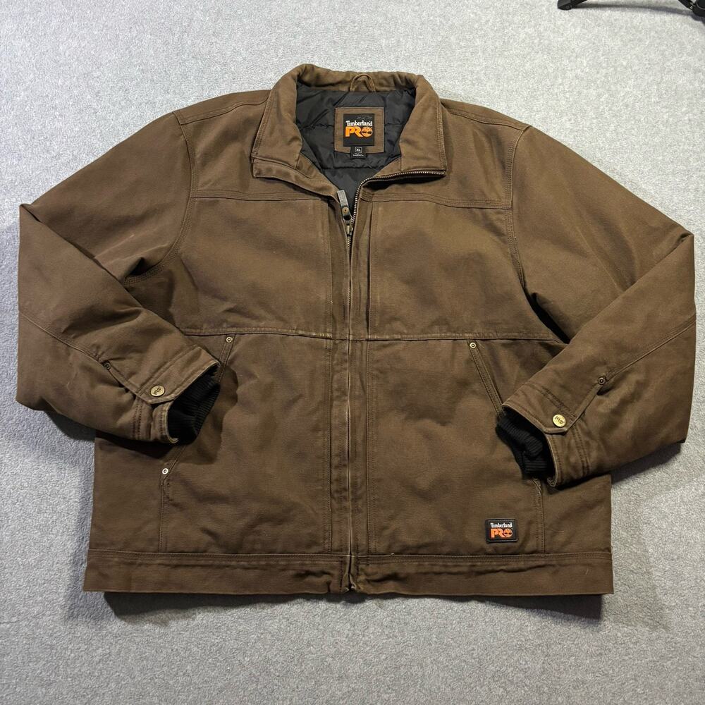 Timberland PRO Baluster Mens XL Brown Canvas Insulated Work Jacket TB0A11A3